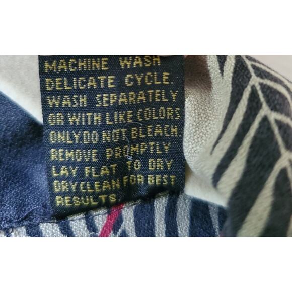 Aureus Mens Navy Blue Silk Hawaiian Shirt Golden Palm Fronds Sz M EUC DH2139 - Picture 7 of 10